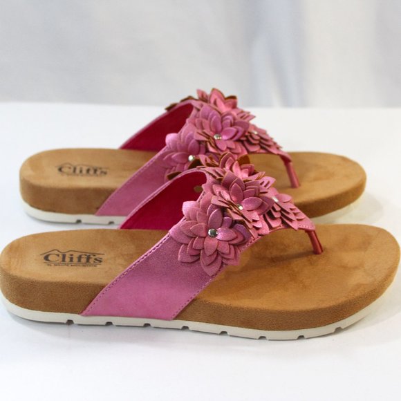 White Mountain Shoes - Cliffs by White Mountain Terris Pink Flatform Thong Sandals NWB